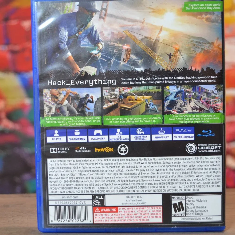 PS4 Watch Dogs 2 Video Game